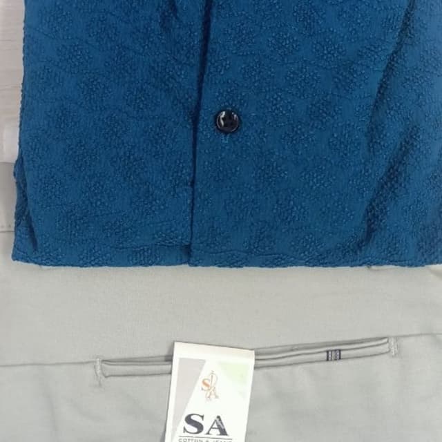 Teal and Light Gray Waistcoat and Trousers