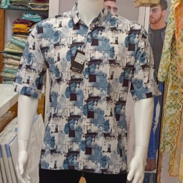 White, blue, and brown Shirt