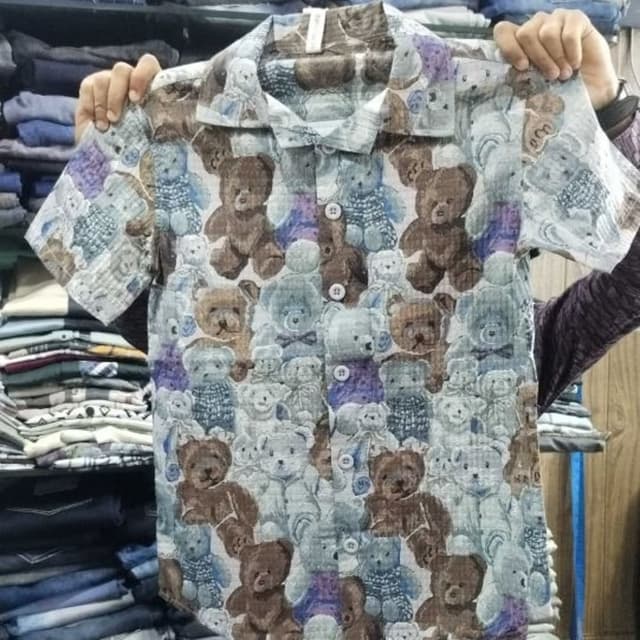Various shades of brown, blue, purple, and white Shirt
