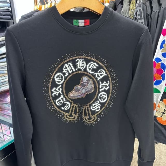 Black, White, Gold, and Multicolor details on the print Sweatshirt