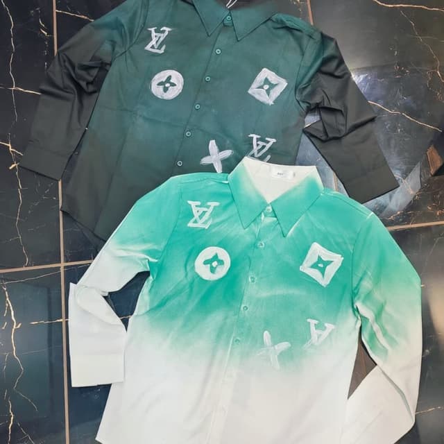 Green and white, gradient effect. Shirt