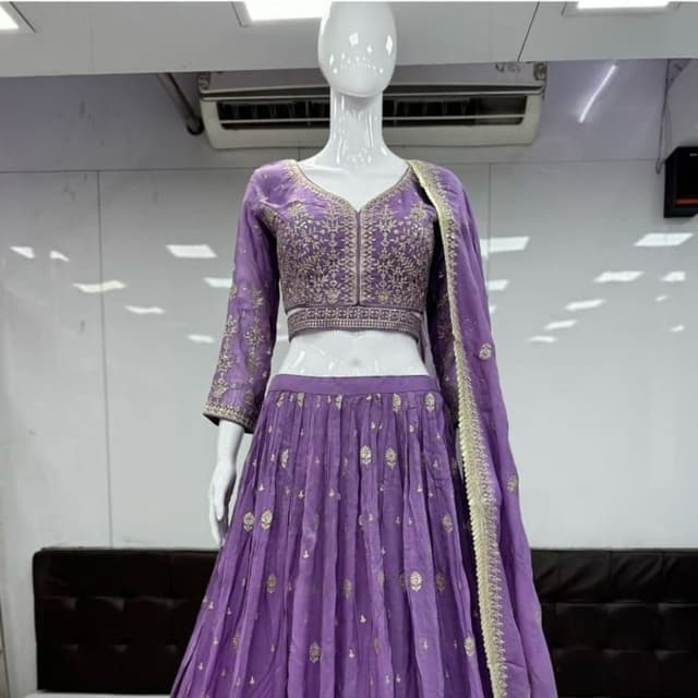 Purple and Gold Lehenga Choli