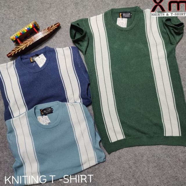 Green, Blue, and Light Blue with White stripes T-Shirt