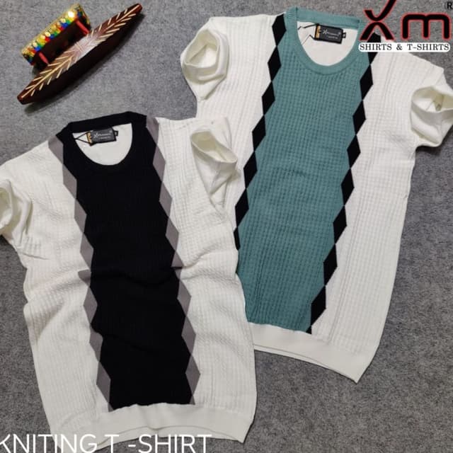 White, Black, Gray, and Teal T-Shirt