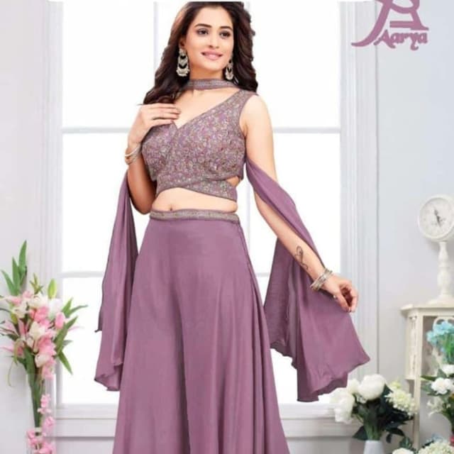 Mauve, Silver Lehenga Choli