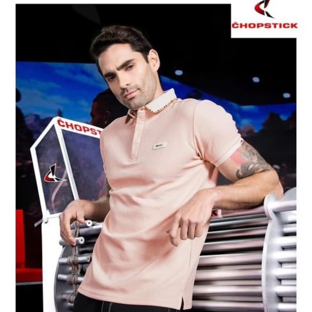 Pale Pink, White, Beige Polo Shirt