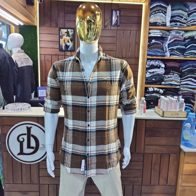 Brown, White, Red, and Black Shirt