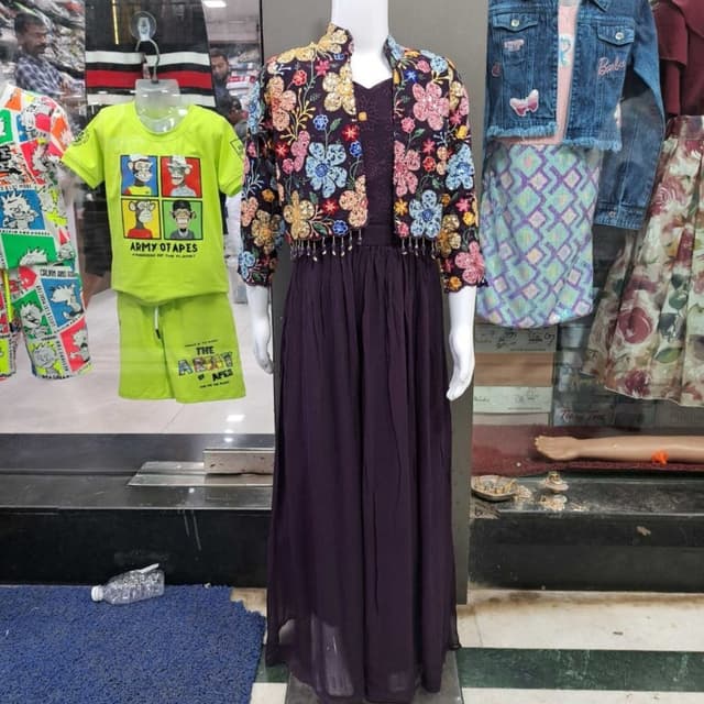 Purple, Multicolor Dress with Jacket