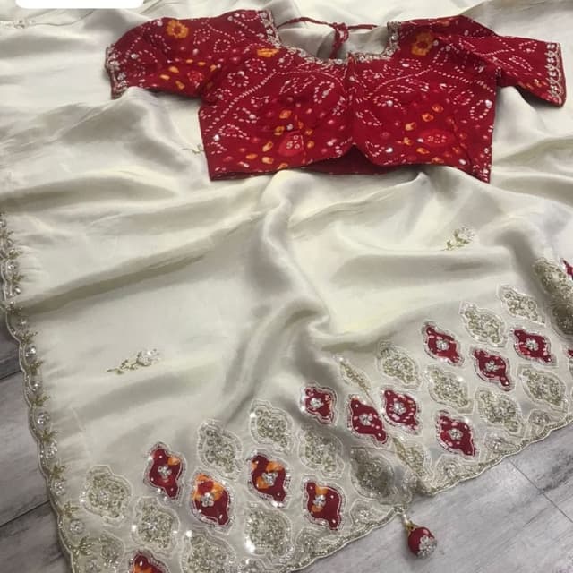 Resham work saree