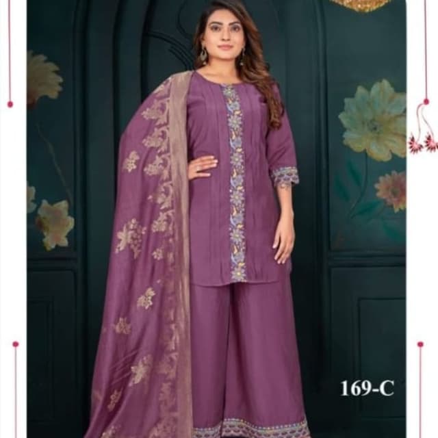 Purple, Gold Palazzo Suit