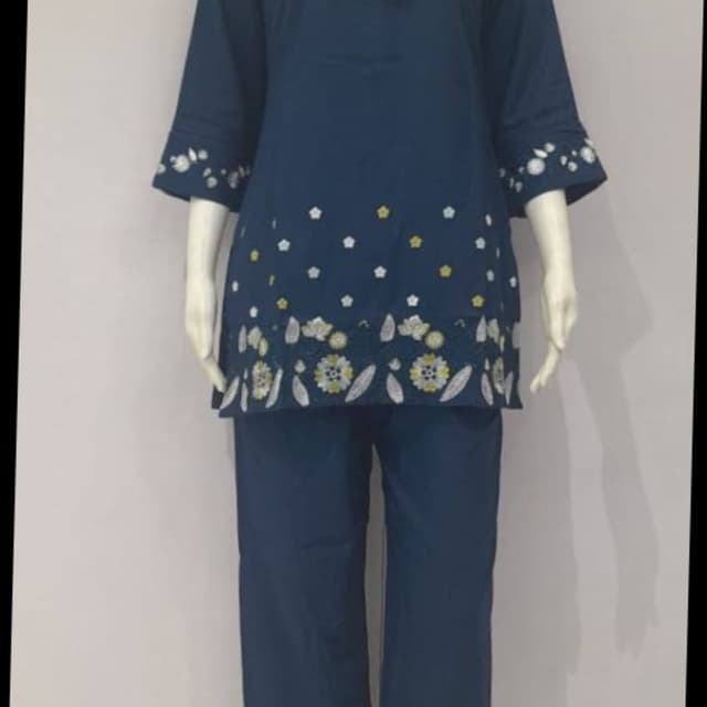 Teal, White, Yellow Kurta with Trousers