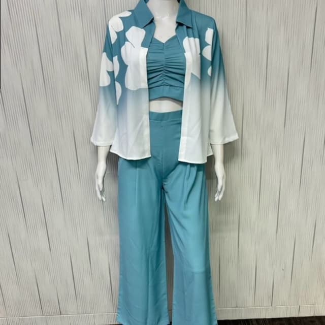 Teal, White Three-Piece Set