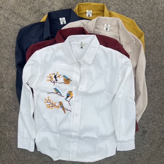 White, with multicoloured embroidery Shirt