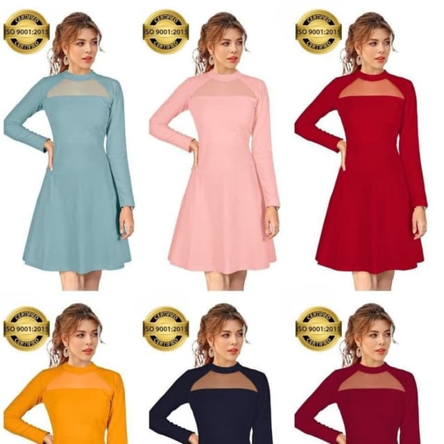 Various solid colors including light blue, pink, red, yellow, navy, and maroon Dress