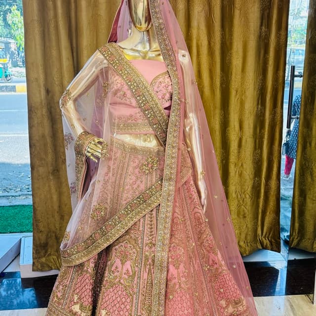 Pink and Gold Lehenga Choli