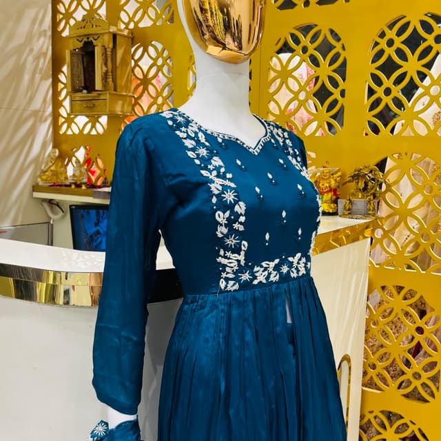 Teal and White Dress