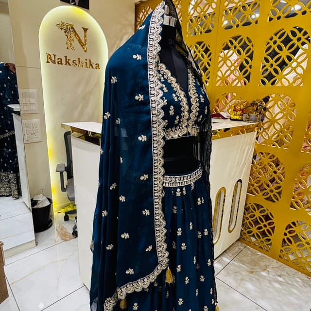 Teal and Gold Lehenga Choli