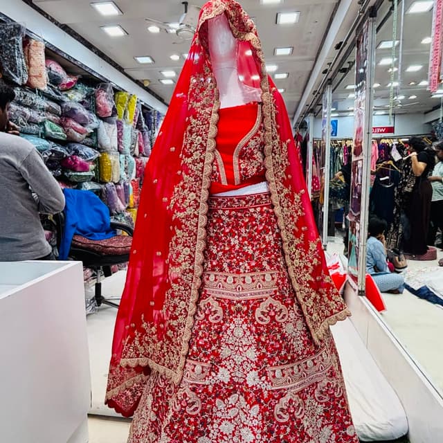 Red, Gold Lehenga Choli