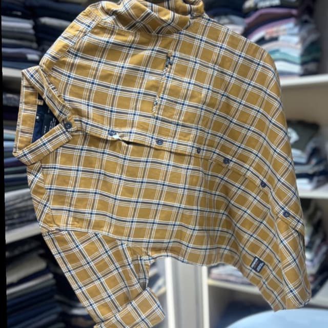 Mustard yellow, white, and navy blue Shirt