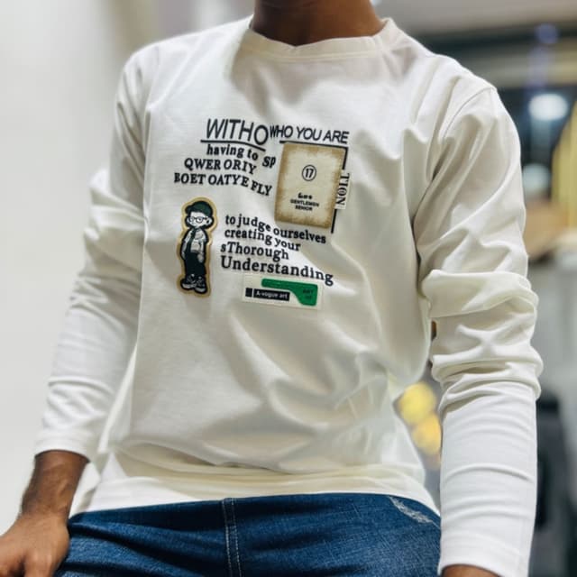White, Black, Green, Brown T-shirt