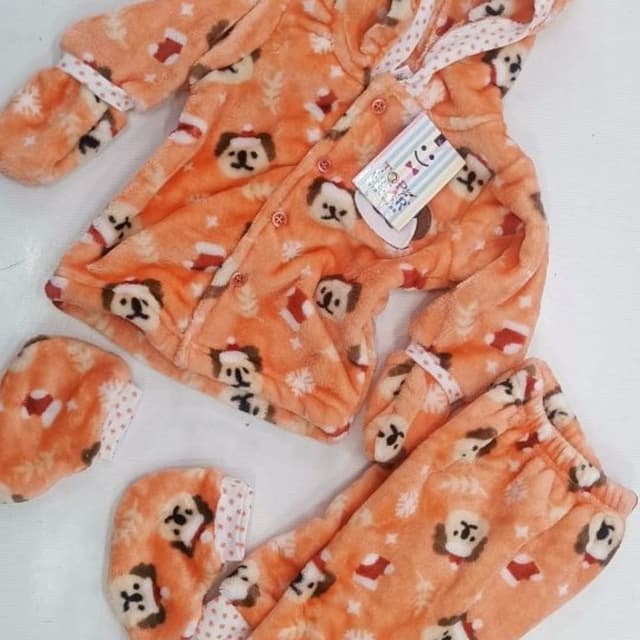 Orange, White, Brown Pajama Set