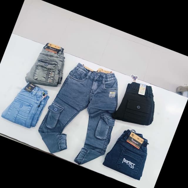 Various shades of blue, gray, and black. Jeans