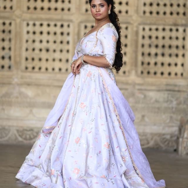 Lavender, Peach, Gold Anarkali Gown