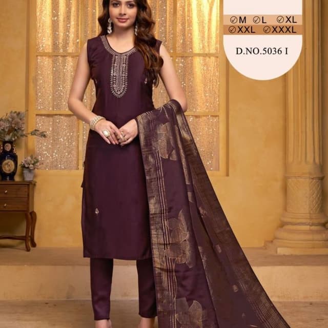 Plum and Gold Salwar Kameez Suit