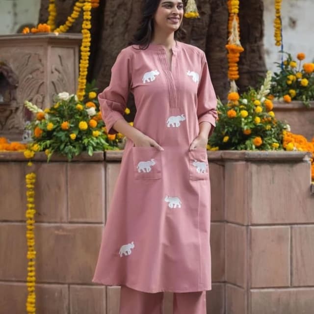 Dusty Rose with White Kurta Set