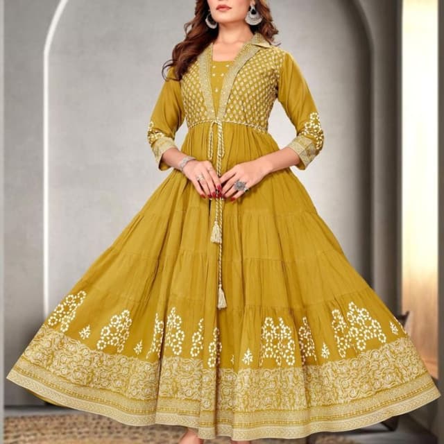 Mustard Yellow and White Dress