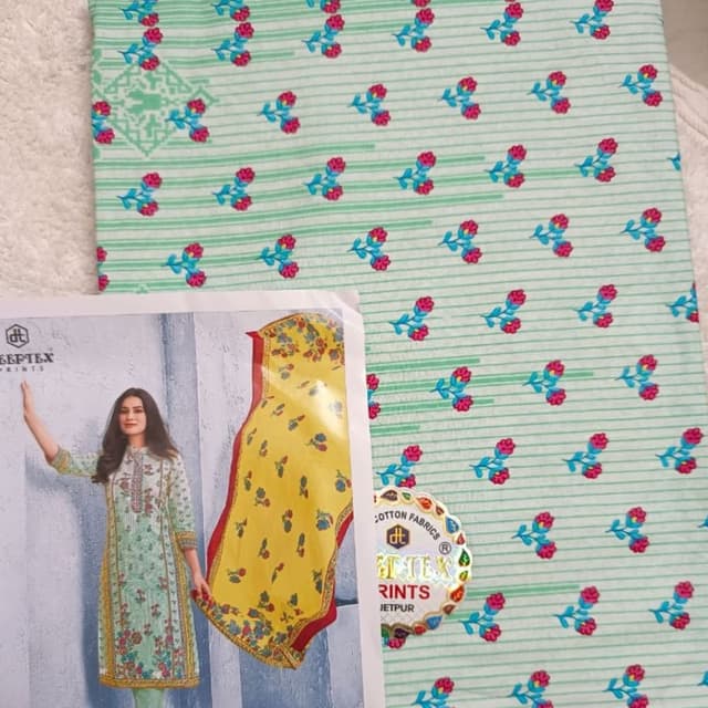 Light Green, Pink, Blue, Yellow Unstitched Suit Set
