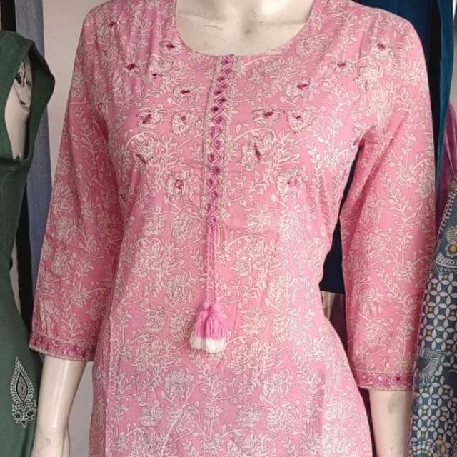 Pink and White Kurta