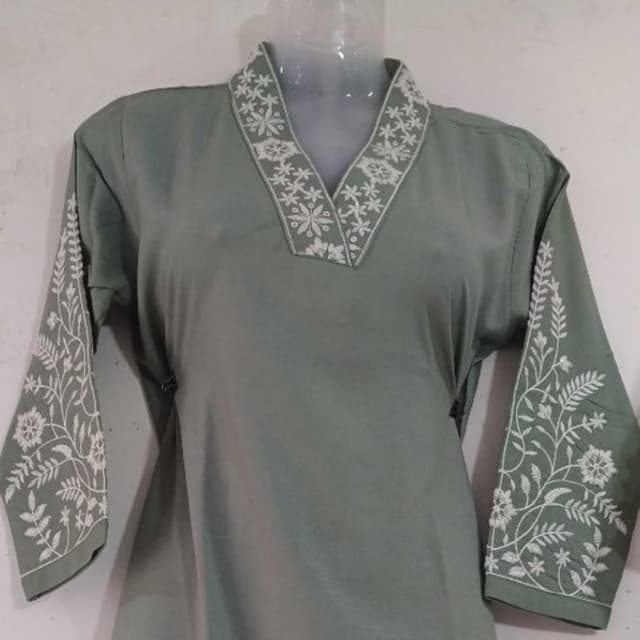 Sage Green and White Kurti
