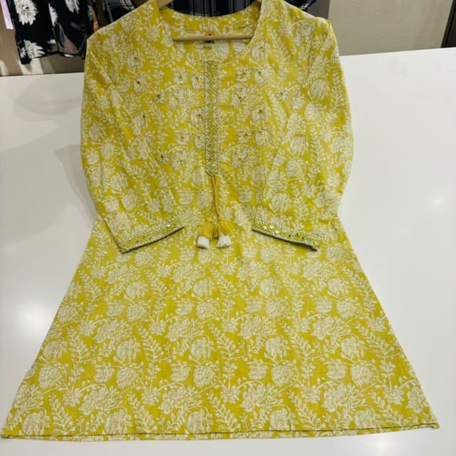 Yellow and White Kurti