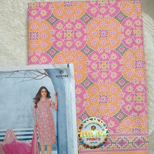 Pink, Orange, Gray Unstitched Suit Material