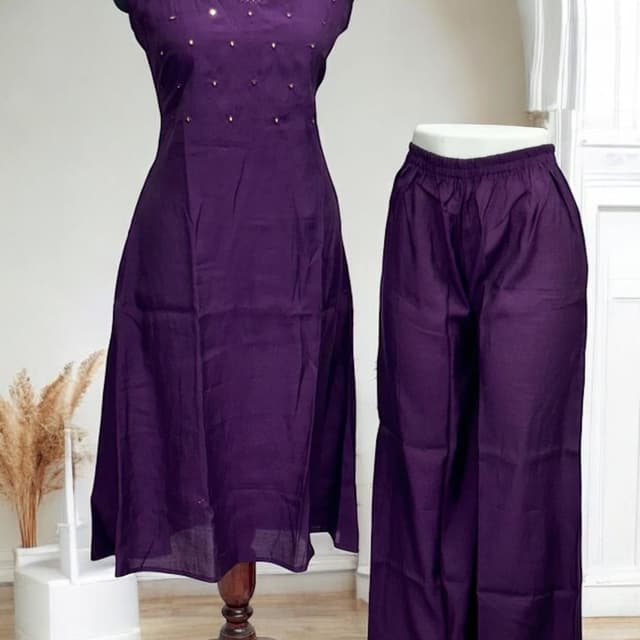 Purple Kurta with Palazzo Pants
