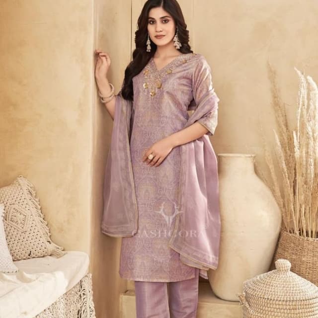 Lavender with golden undertones Salwar Suit Set