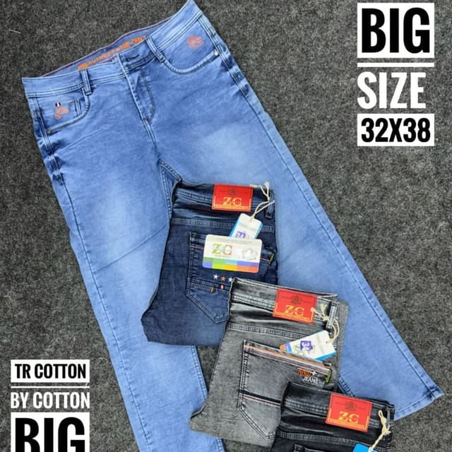 Various shades of blue, gray and black. Jeans