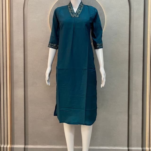 Teal with gold accents Kurti