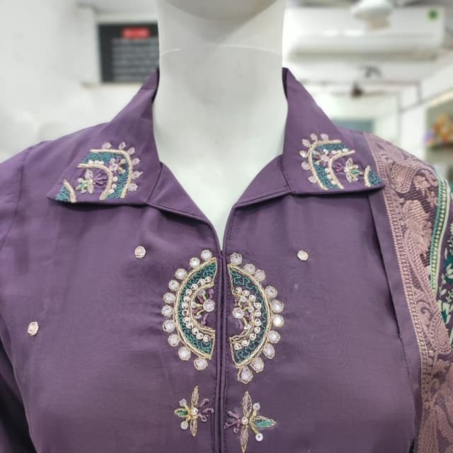 Purple, Teal, Beige, and hints of Gold Kurta