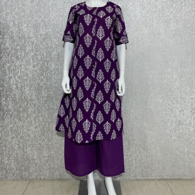 Purple and White Kurta with Palazzo