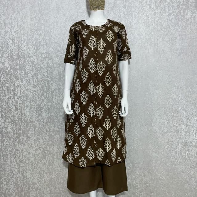 Brown and White Kurta