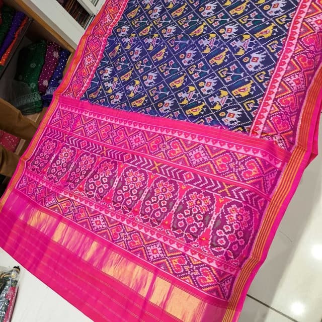 Blue, Pink, Yellow, White Saree