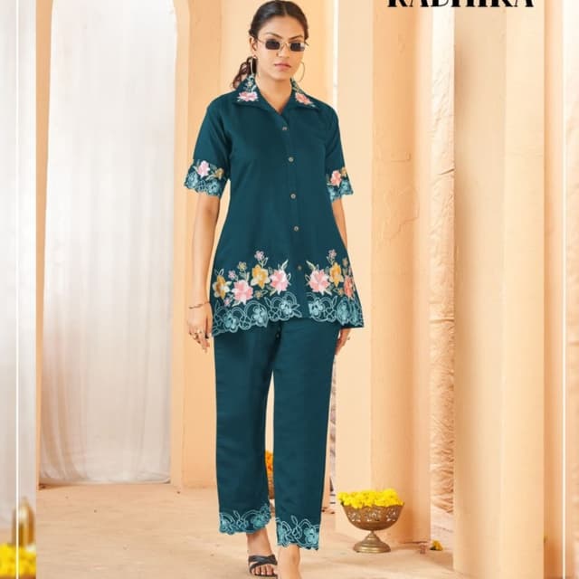 Teal, Pink, Yellow, White Co-ord Set