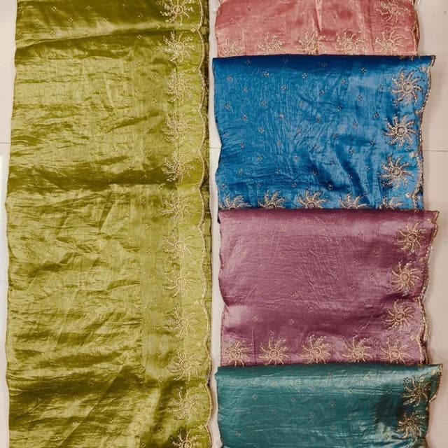 Olive Green, Pink, Blue, Purple, Teal Saree