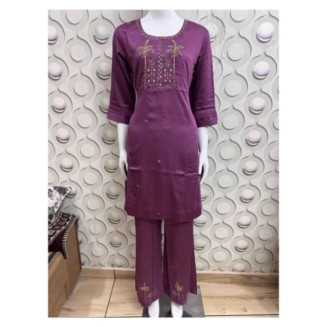 Plum Kurta with Palazzo Pants