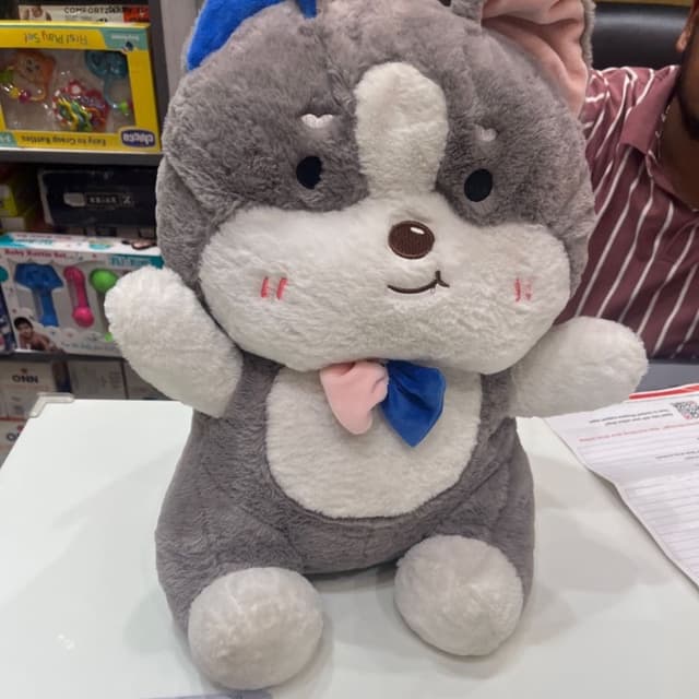 Gray, White, Blue, Pink, Brown Plush Toy