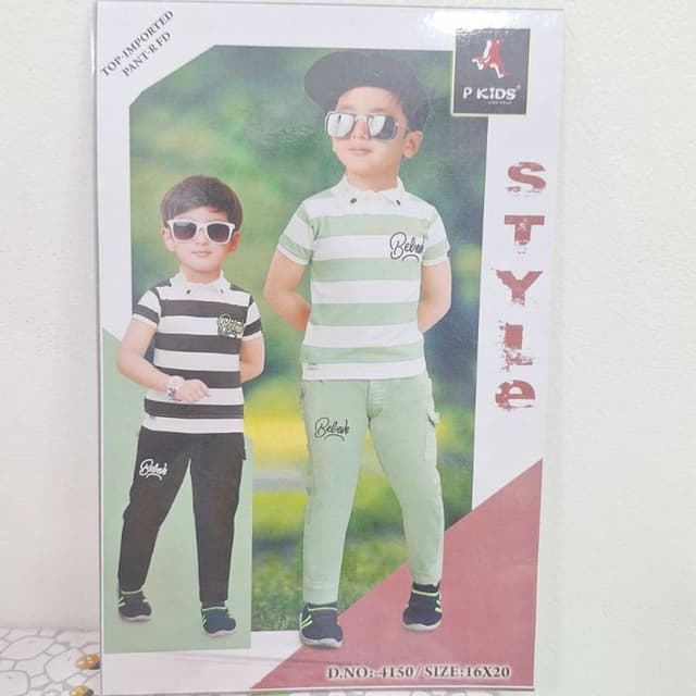 Black and White, Green and White Polo Shirt and Pants Set