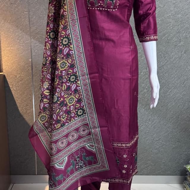 Burgundy, Maroon, Green, Yellow Salwar Kameez with Dupatta