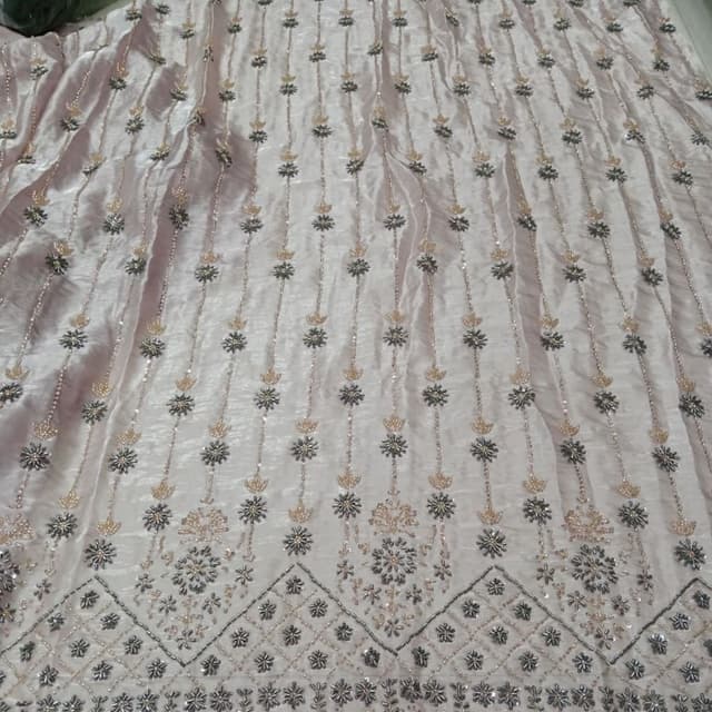 Pale Pink, Gold, Gray Fabric/Textile